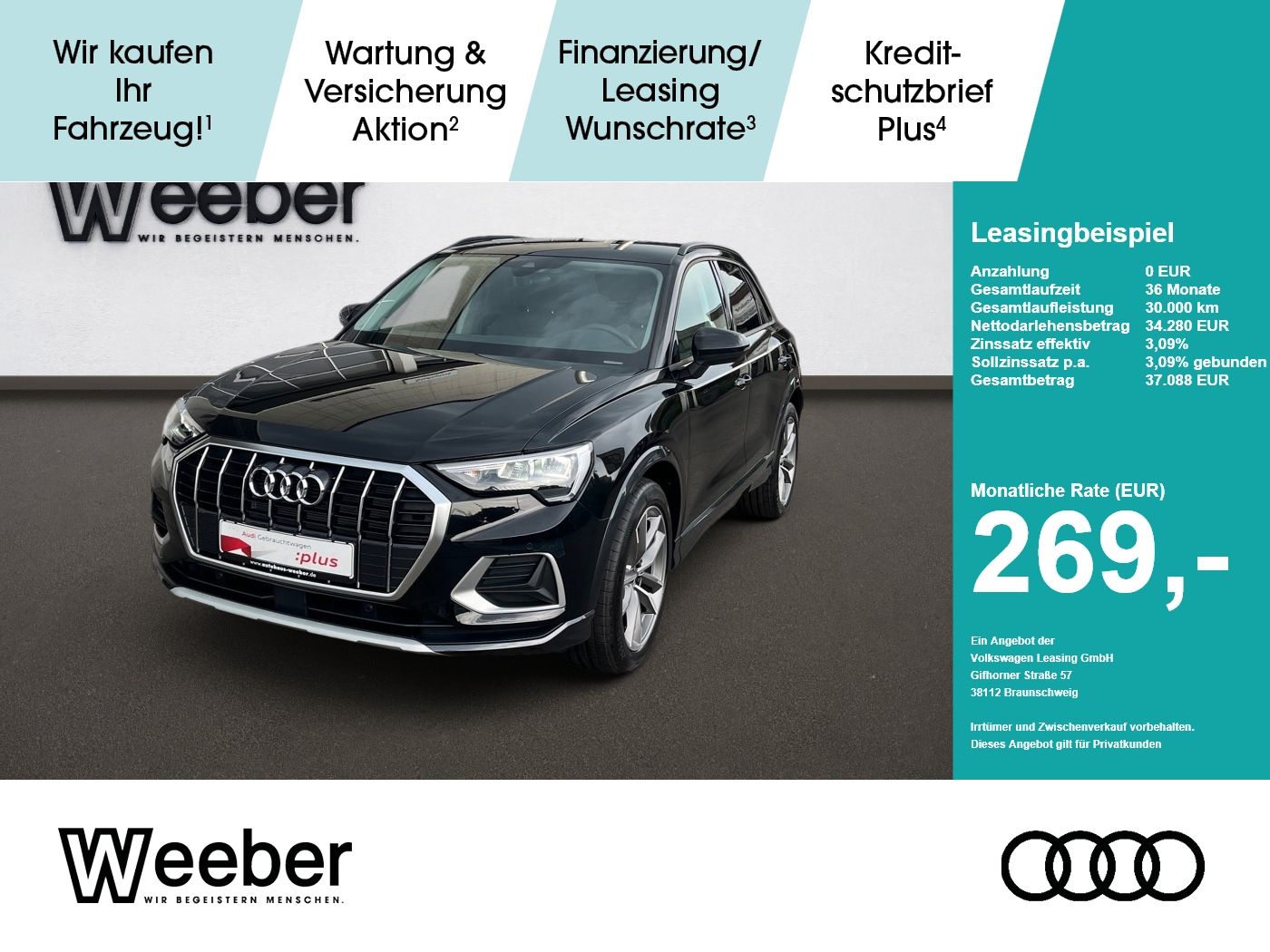 Audi Q3 *AHK*NAVI*LED*GRA*5J GAR*KESSY*SHZ* AHK LED