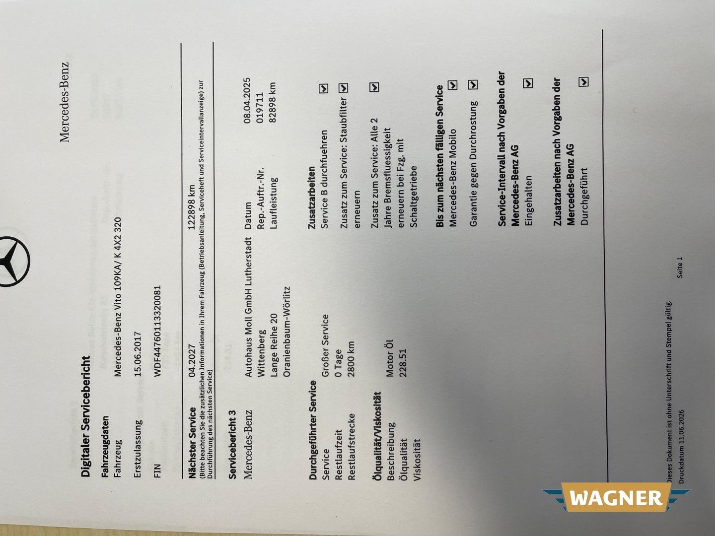 Fahrzeugabbildung Mercedes-Benz Vito Kasten 109 CDI  Klima