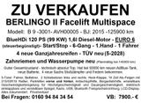 Citroën Berlingo II Multispace Facelift, 1,6 l Eur... - Citroën Berlingo mit Diesel-Antrieb: Kombi, 1.6