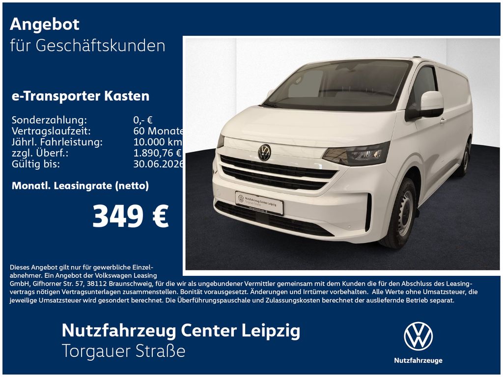 Volkswagen e-Transporter Kasten 100 kW Preisvorteil 12725 €