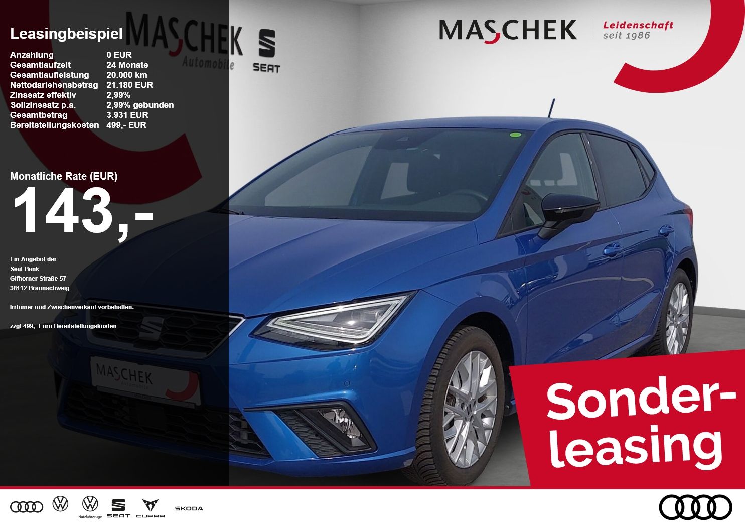 Seat Ibiza FR DSG Sonderleasing Navi RearView Sitzh.