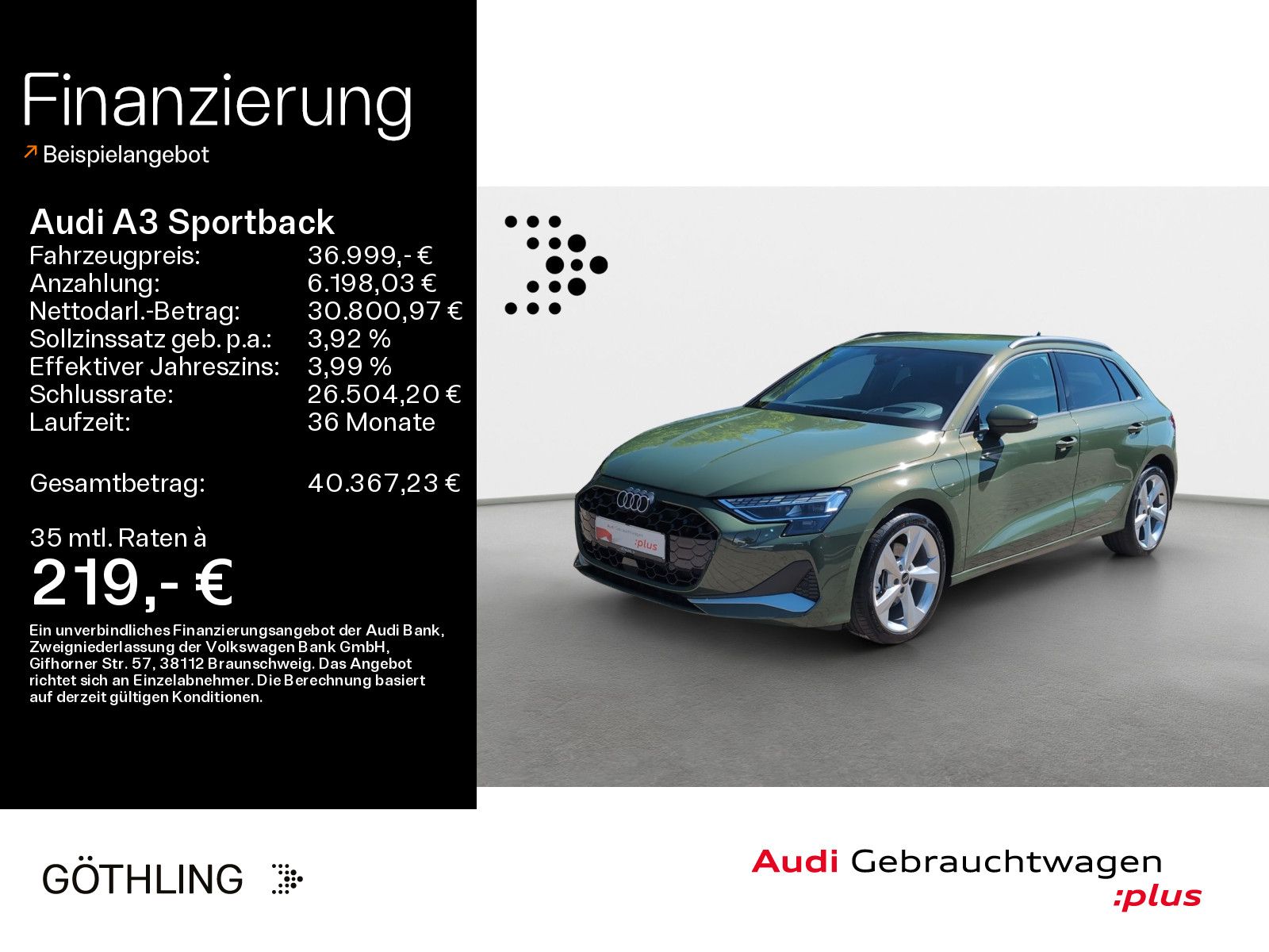 Audi A3 Sportback 40 TFSIe Advanced S tro*Sonos*HUD*M