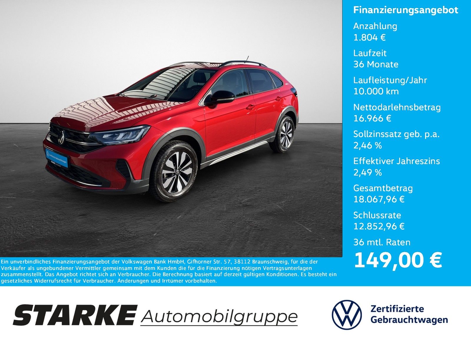 Volkswagen Taigo 1.0 TSI Goal  Navi LED PDC LM Tempo Klima