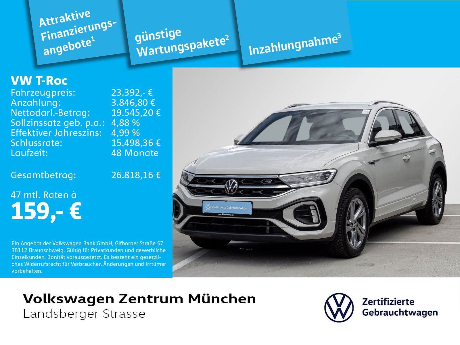 Volkswagen T-Roc 1,0 TSI R-Line AHK ACC LED+ ParkAssist App