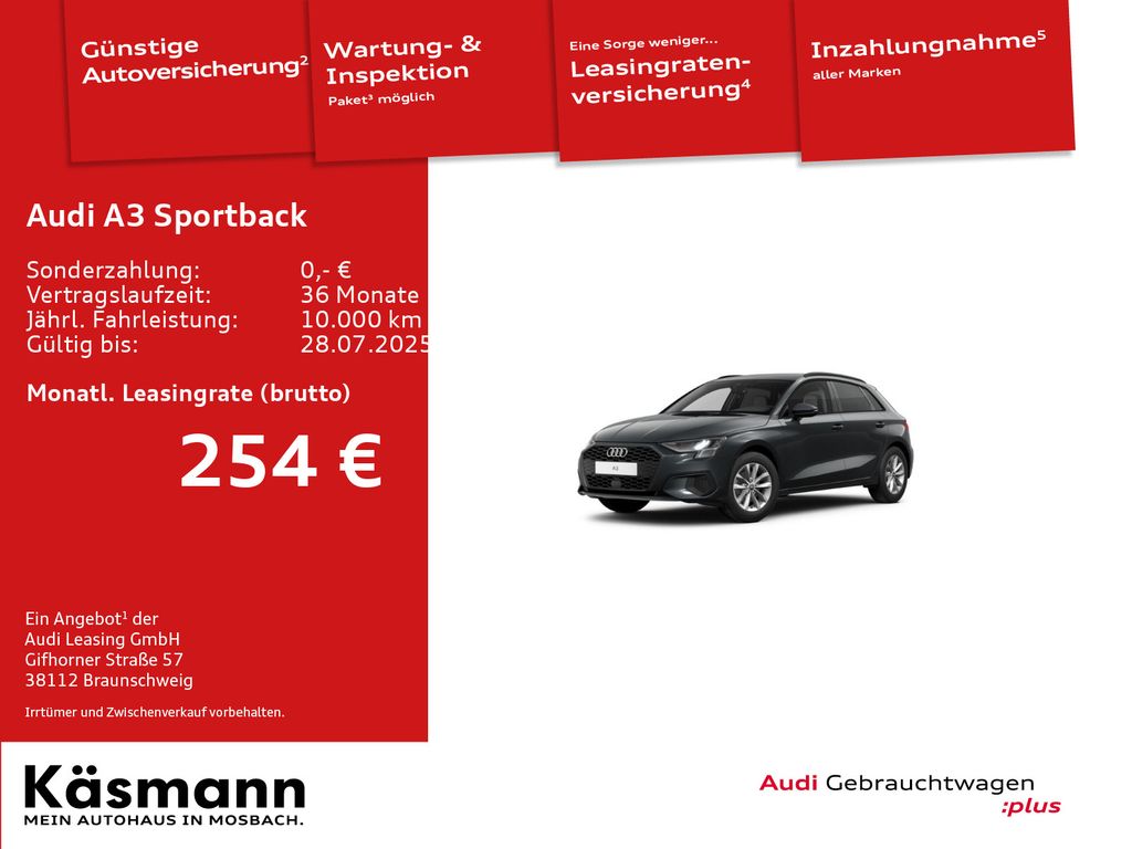 Audi A3 Sportback 30TFSI Stronic NAV ACC PDC SHZ
