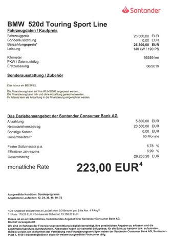 Fahrzeugabbildung BMW 520d Touring Sport Line>AUT/Sport-Line/PANO/NAV<