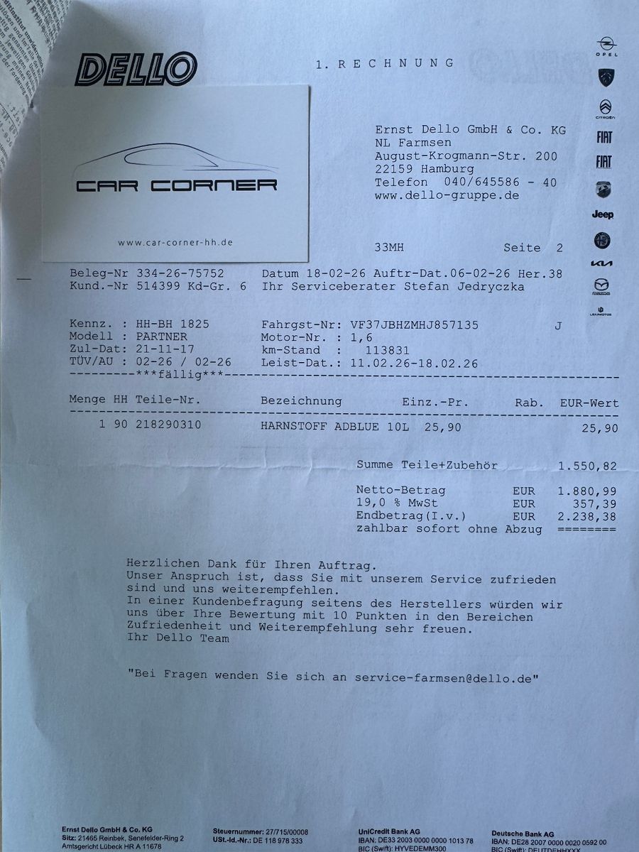 Fahrzeugabbildung Peugeot Partner Tepee 1.6 HDI ALLURE PDC SHZ KLIMA 2HAND