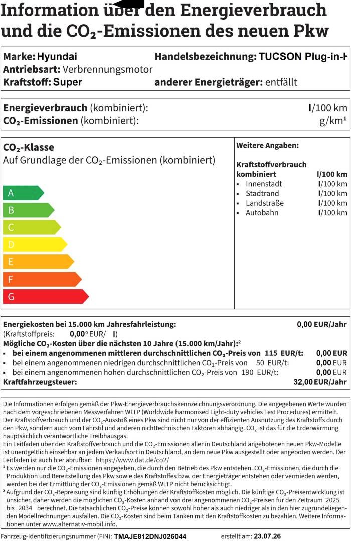 Fahrzeugabbildung Hyundai TUCSON Plug-in-Hybrid 6-AT 4WD PRIME-Paket HDA
