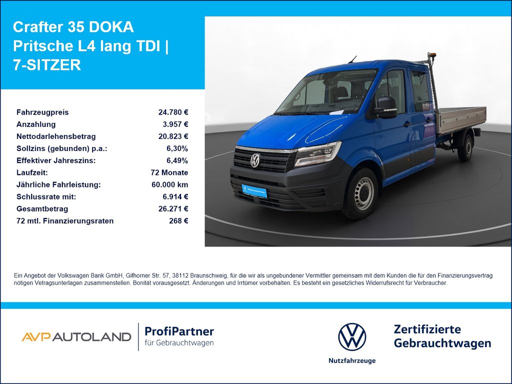 Volkswagen Crafter 35 DOKA Pritsche L4 lang TDI | 7-SITZER