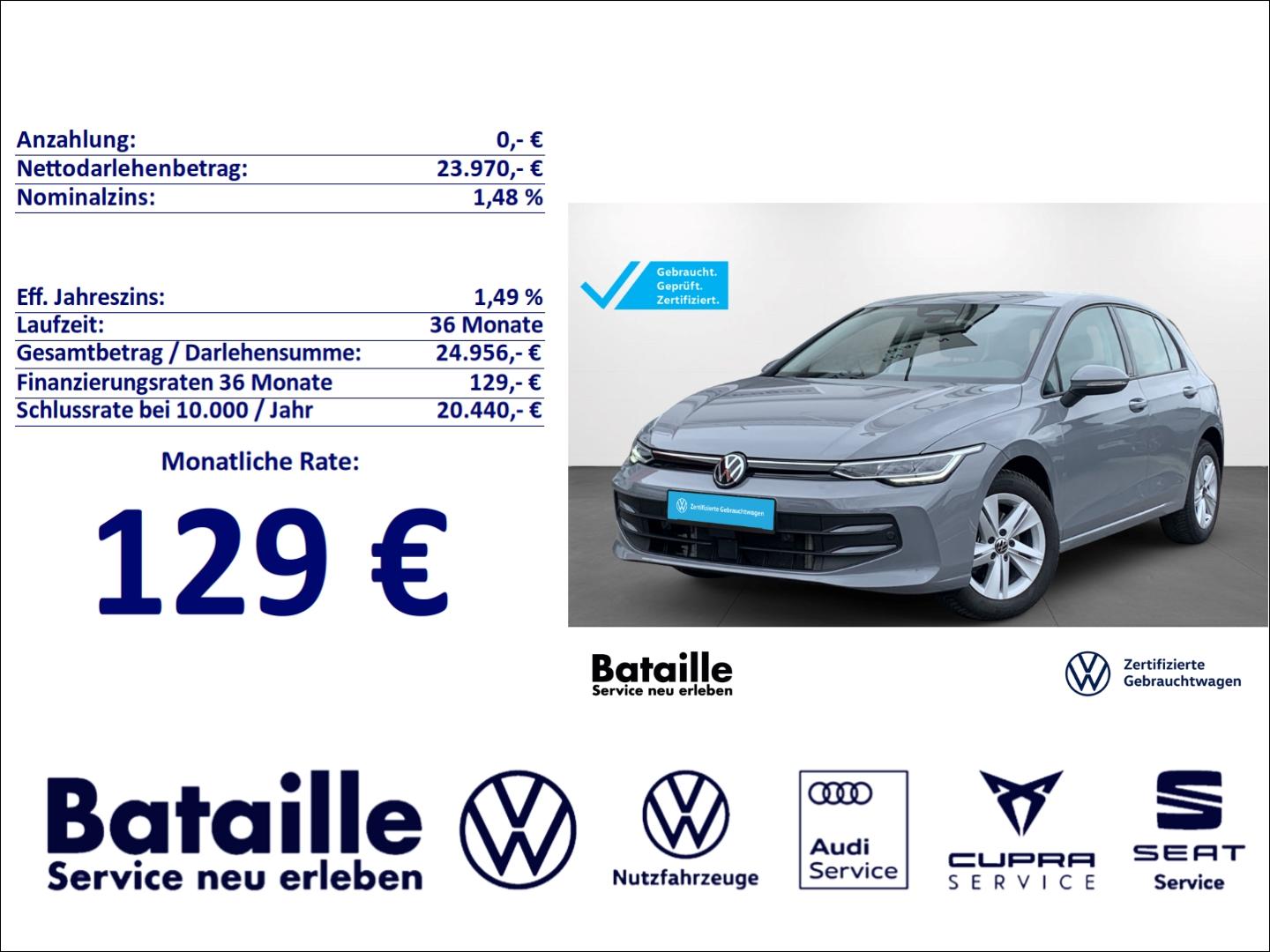 Volkswagen Golf VIII 1.5 TSI Life StandHZG AHK Kamera SHZ