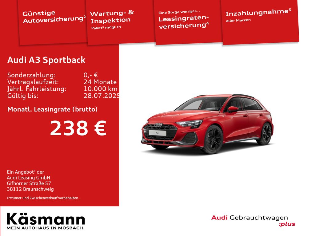 Audi A3 Sportback S line 30TFSI MATRIX KAM AHK NAV