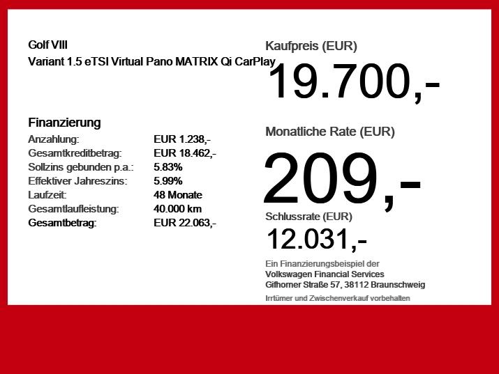 Volkswagen Golf VIII Variant 1.5 eTSI Virtual Pano MATRIX Q, миниатюра 6