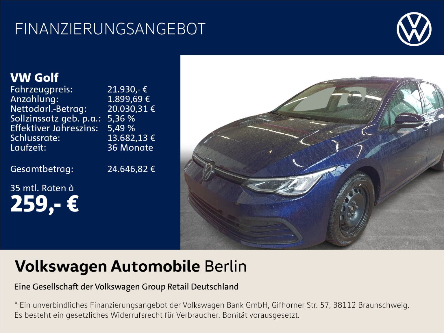 Volkswagen Golf VIII 1.0 eTSI DSG Life Navi Kamera LED APP