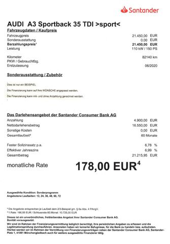 Fahrzeugabbildung Audi A3 Sportback 35 TDI sport>NAV/KAM/ACC/LED/SHZ<