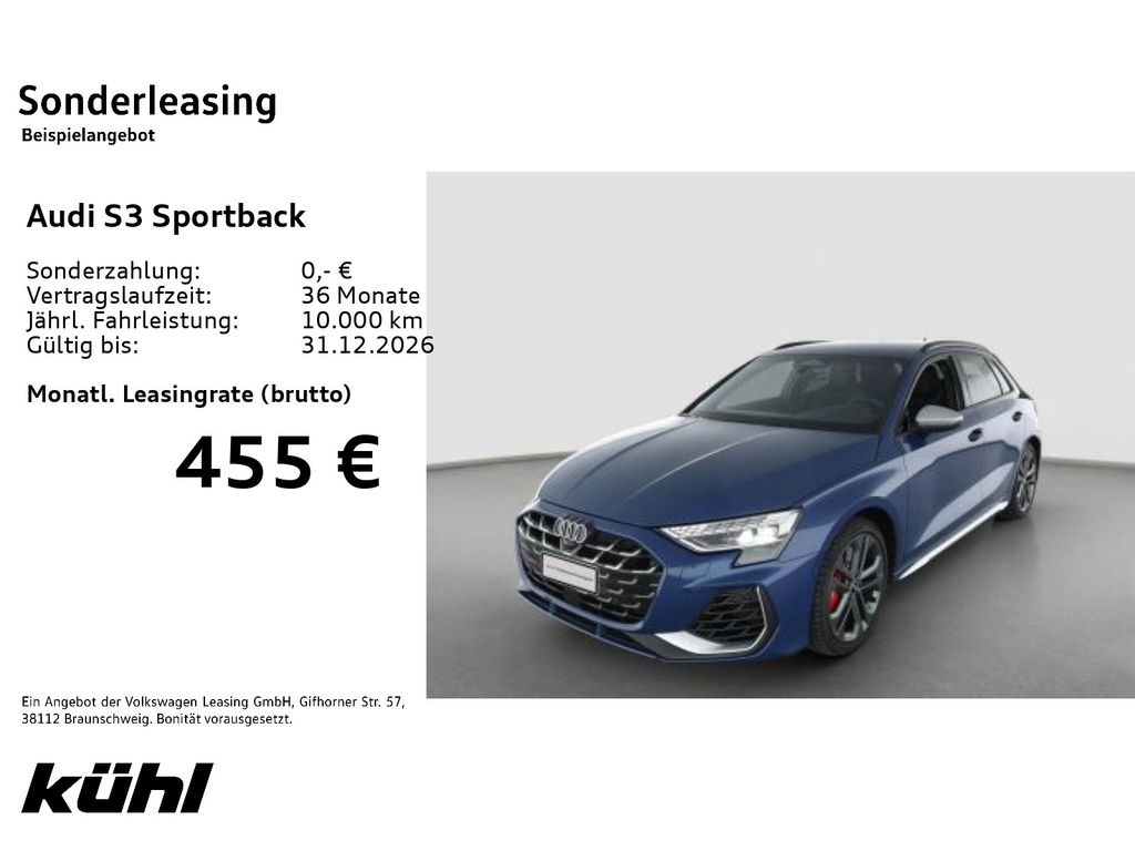 Abbildung Leasingangebot Audi S3 Sportback TFSI Q S tronic Matrix/Parkassist+/