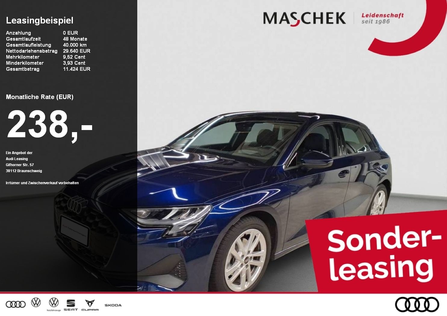 Audi A3 Sportback 30 TFSI S tronic HUD R-Cam Sonos Na