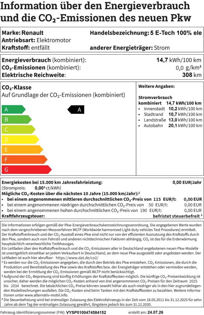 Fahrzeugabbildung Renault 5 E-Tech 100% elektr.