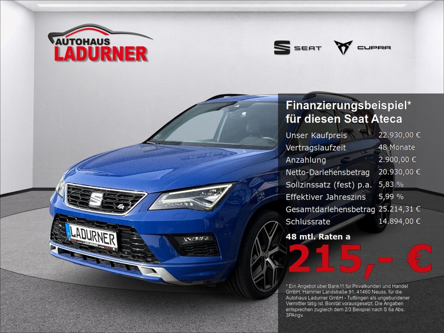 Seat Ateca FR 1.5TSI DSG *PANO+AHK+PDC+FullLink+BEATS