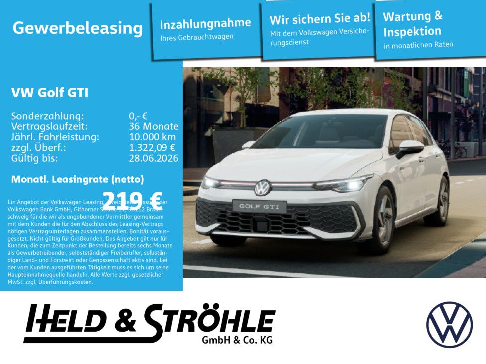 Volkswagen Golf GTI 2.0TSI Gewerbeleasing ab 219€ Netto