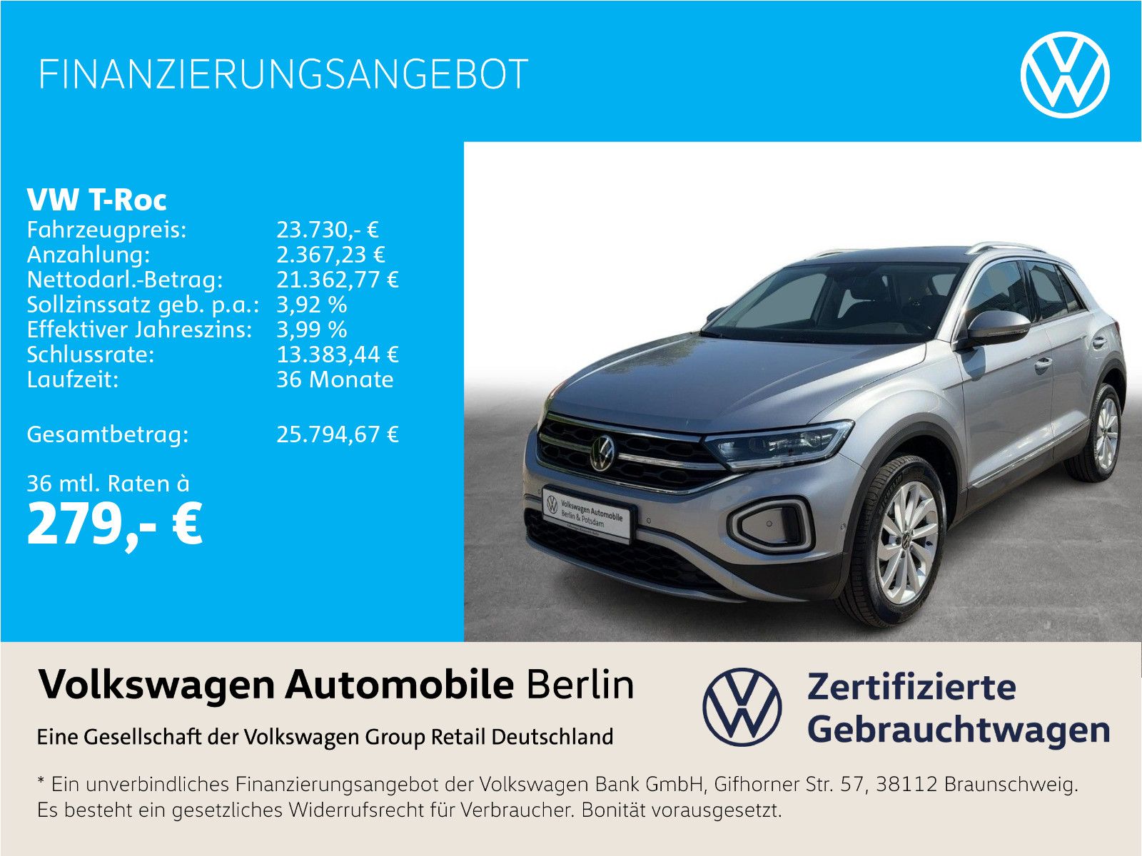 Volkswagen T-Roc 2.0 TDI DSG Style Navi LED SHZ ACC PDC