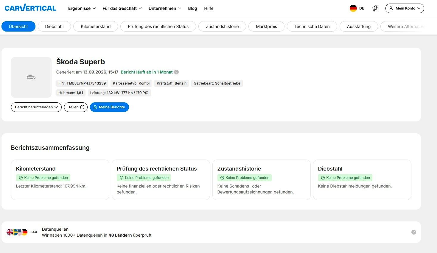 Fahrzeugabbildung SKODA Superb 1.8 TSI Combi Sportline | DAB | Alcantara