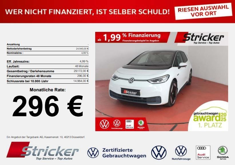 VW ID.3 Max 150/58 296,-ohne Anzahlung AHK Top-Spor