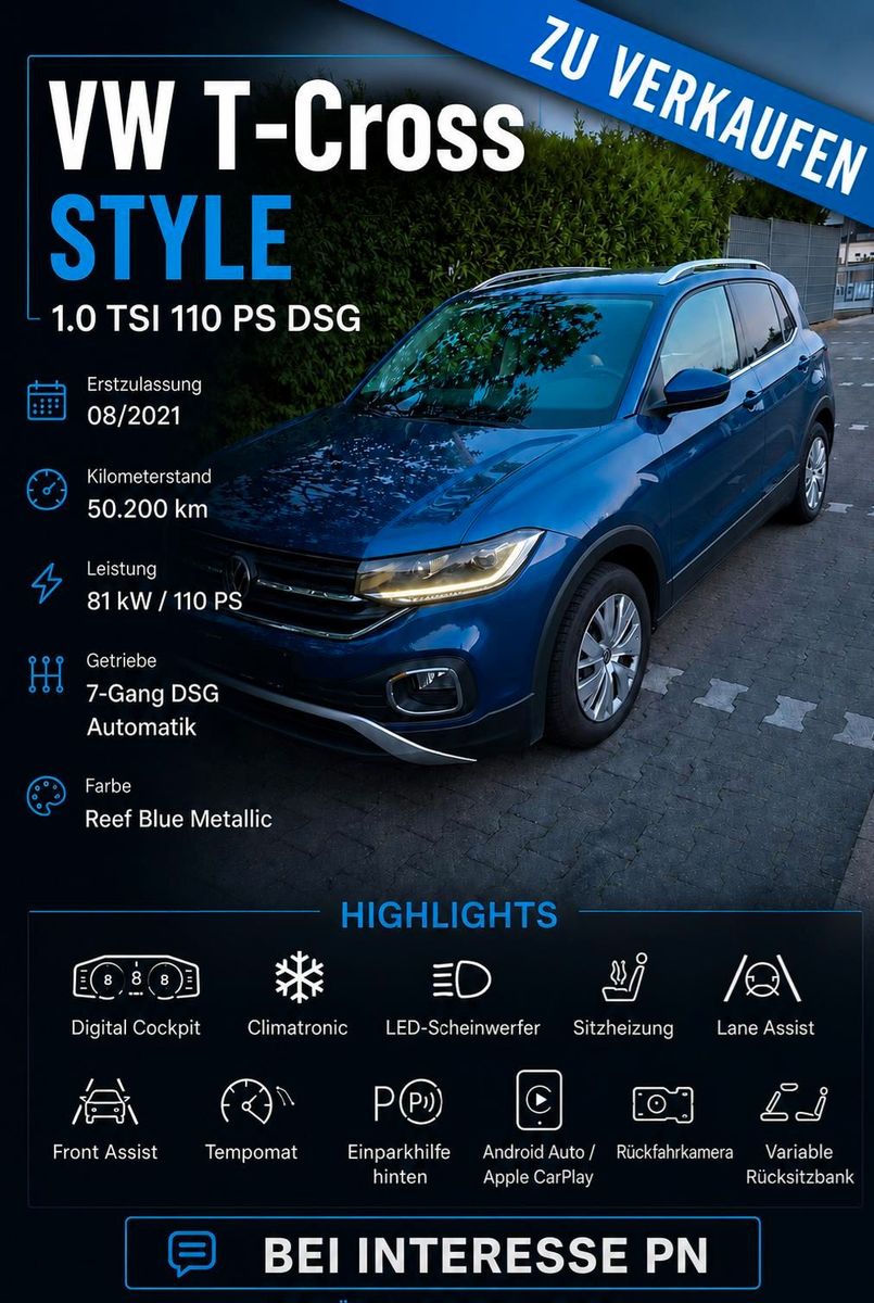 VW VW T-Cross Style 1.0 TSI DSG  Top gepfleg...