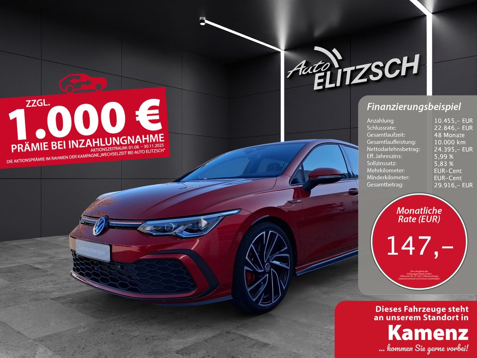 Fahrzeugabbildung Volkswagen Golf VIII GTI DSG LED Navi AID ACC RFK SH 19"