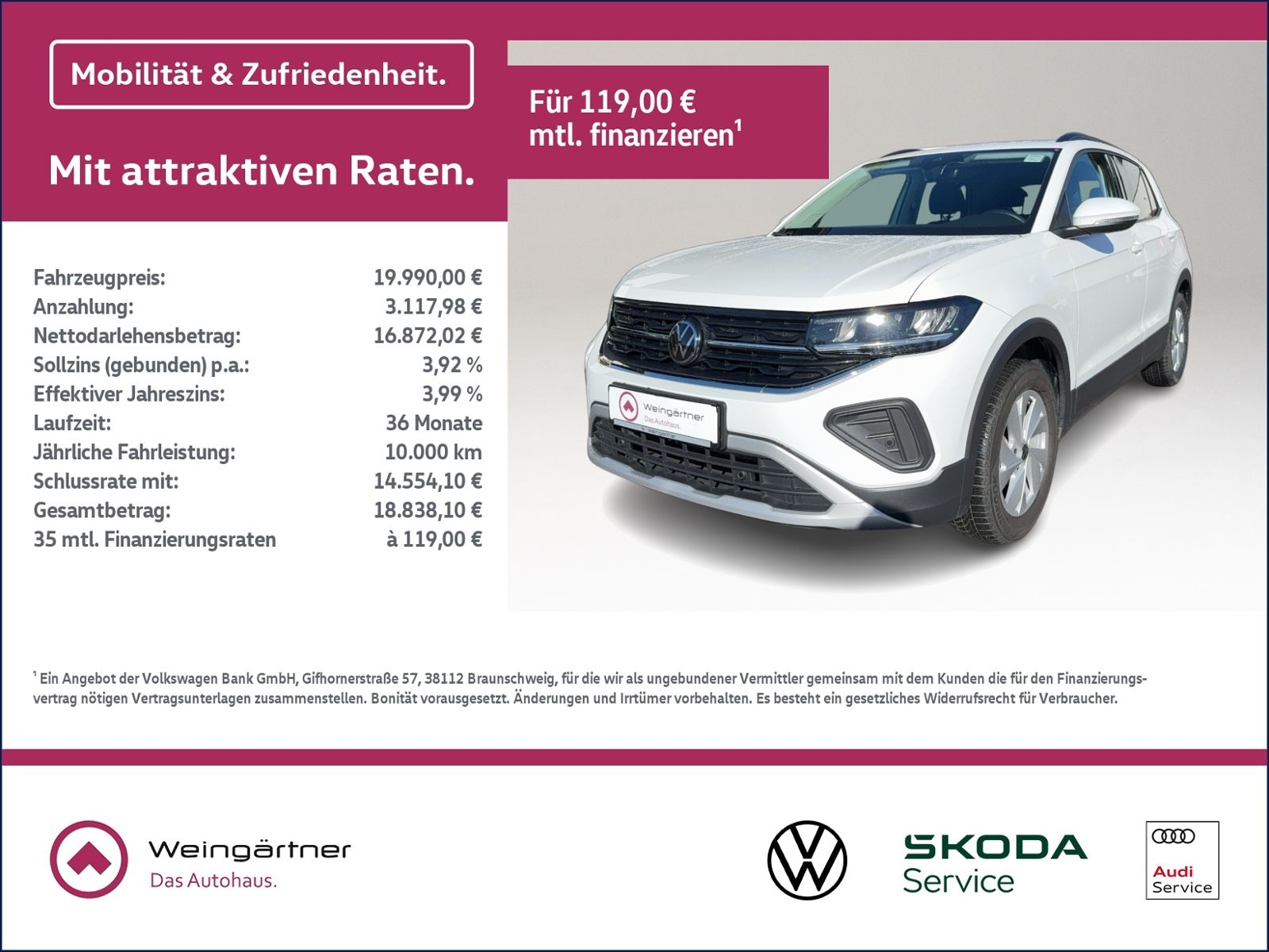 VW T-Cross Life 1.0 TSI, IQ.Drive, ACC, RearView, A