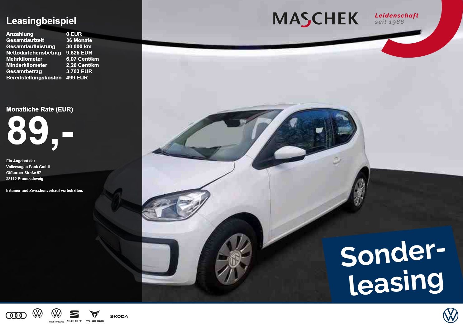 Volkswagen up! 1.0 Sonderleasing! RearView Kam. PDC