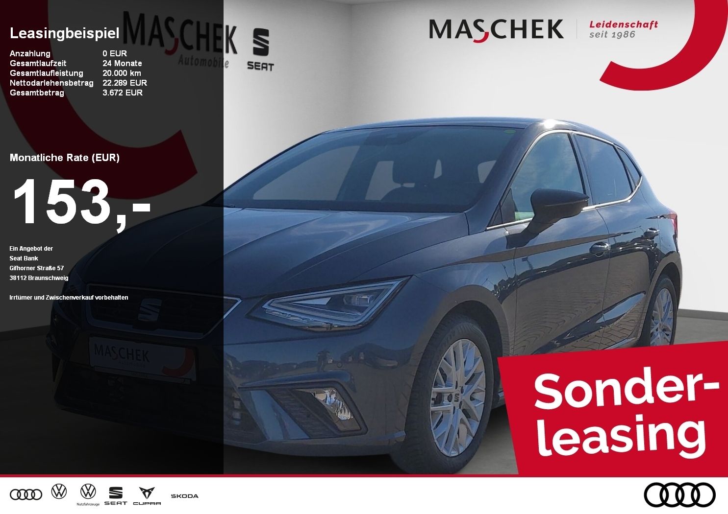 Seat Ibiza FR DSG Sonderleasing Navi Sitzh. RearView
