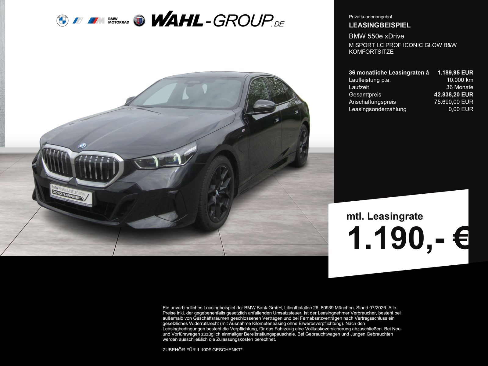BMW 550e xDrive M SPORT LC PROF ICONIC GLOW B&amp;W   KO