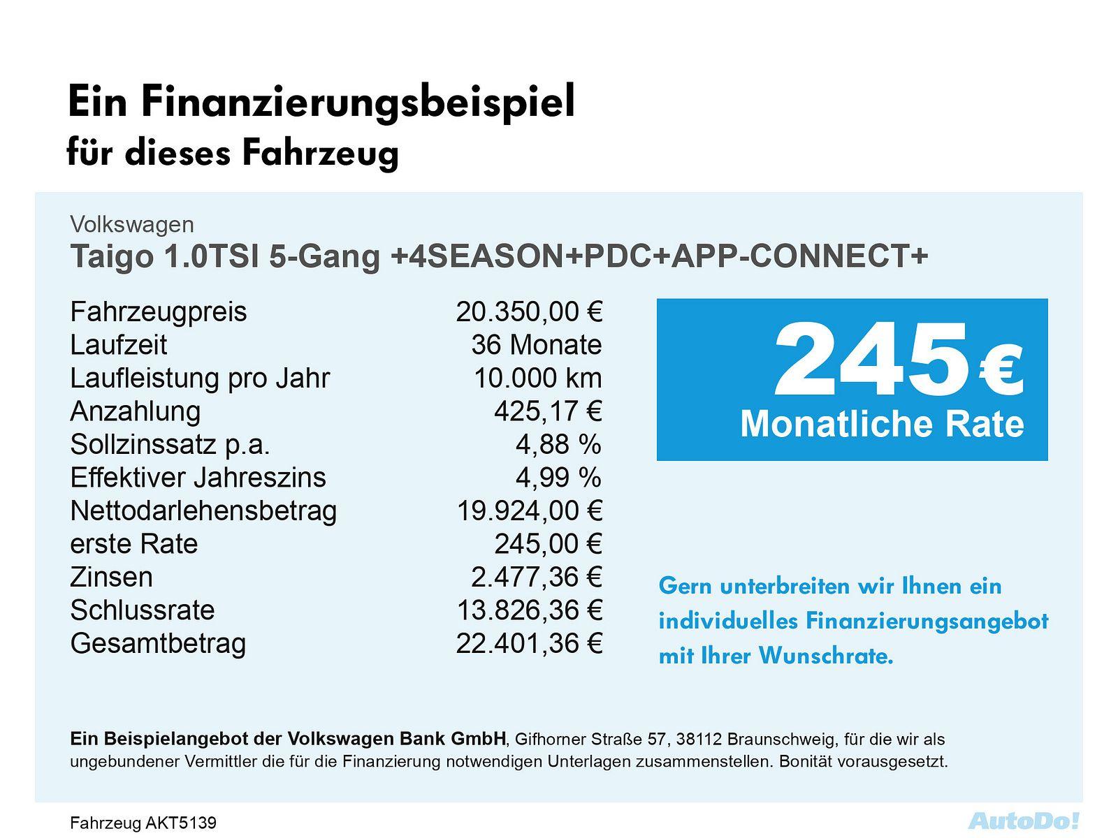 Volkswagen Taigo 1.0TSI 5-Gang +4SEASON+PDC+APP-CONNECT+