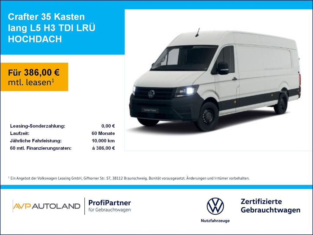 Volkswagen Crafter 35 Kasten lang L5 H3 TDI LRÜ HOCHDACH