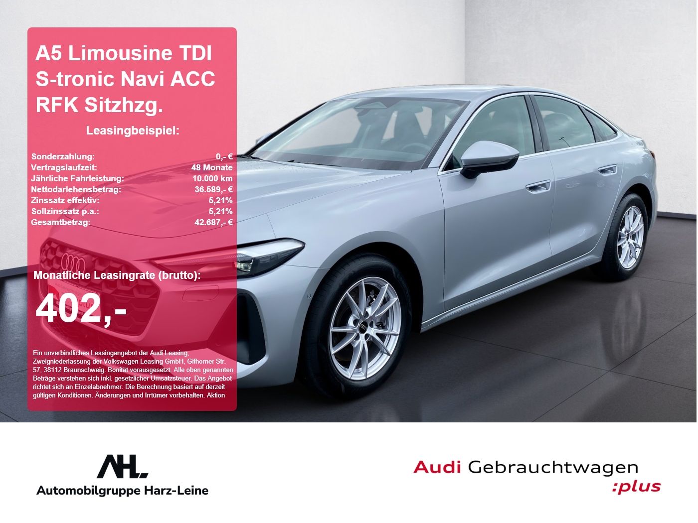 Audi A5 Limousine TDI S-tronic Navi ACC RFK Sitzhzg.