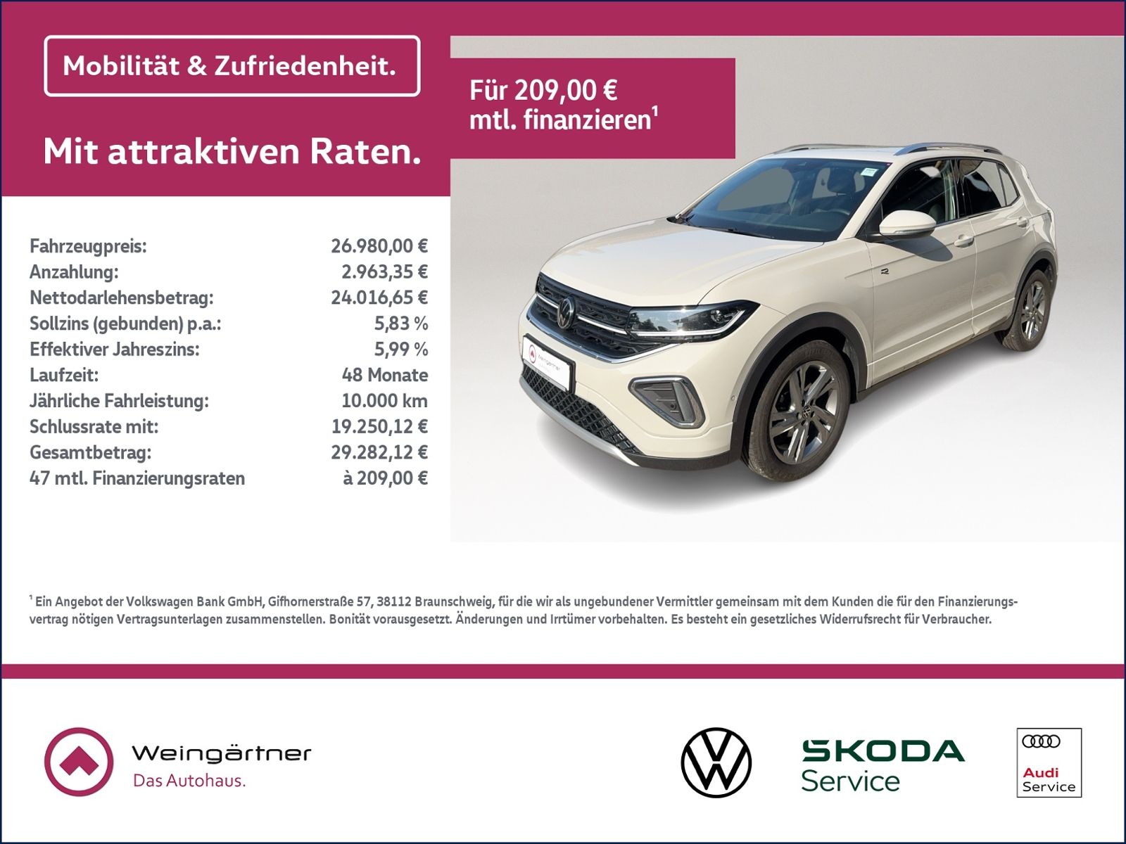 T-Cross 1.5 TSI R-Line, Navi, RearView, ACC, Key