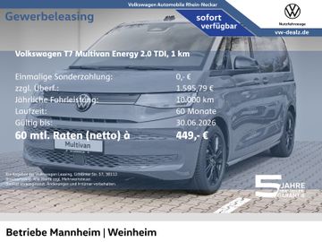 Volkswagen Leasingangebot: Volkswagen Multivan Energy 2.0 TDI DSG NAVI AHK Allwetter