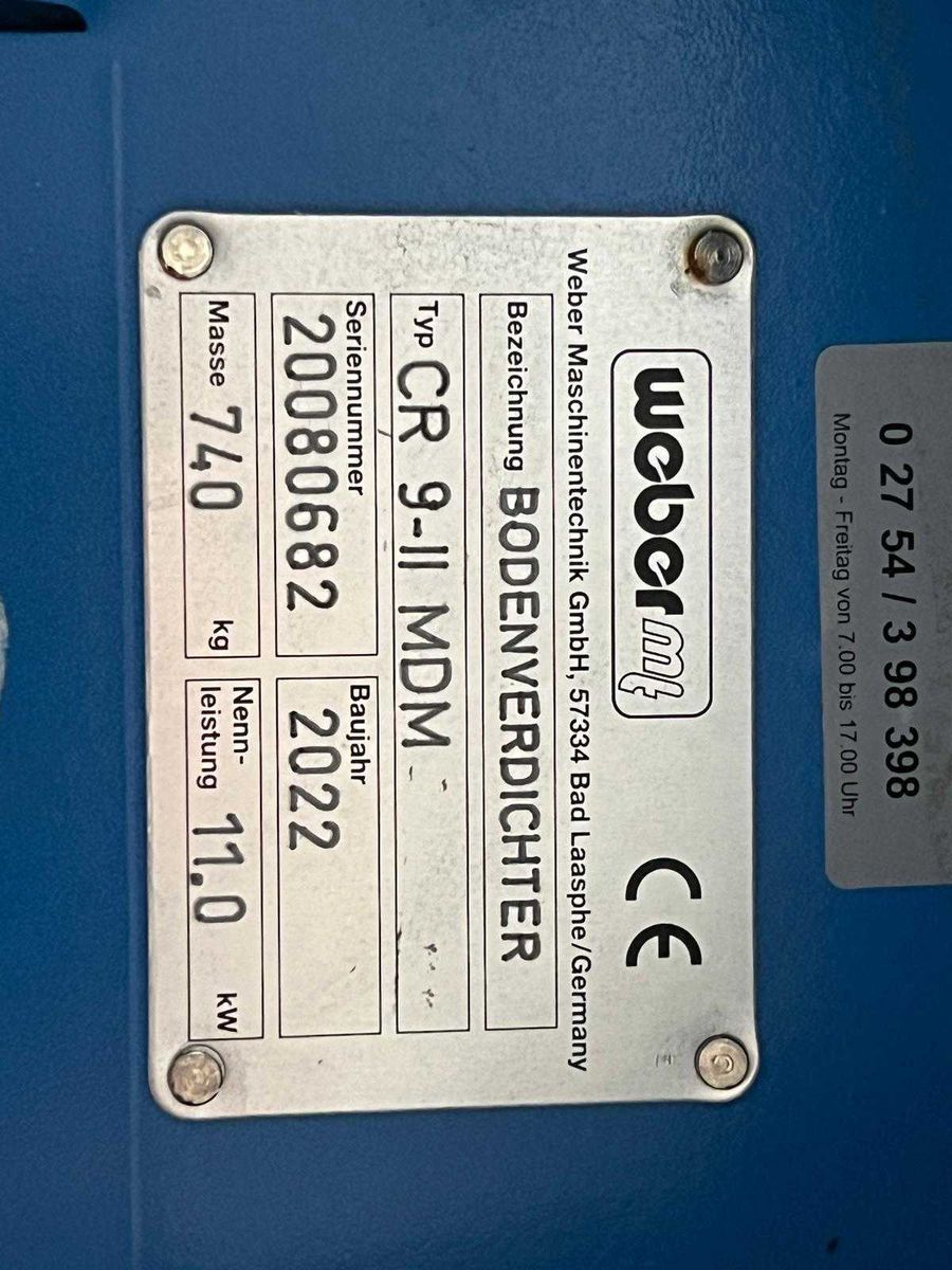 Fahrzeugabbildung Weber Weber CR 9 MDM Hatz-Diesel / 740kg / DEMO / 2022