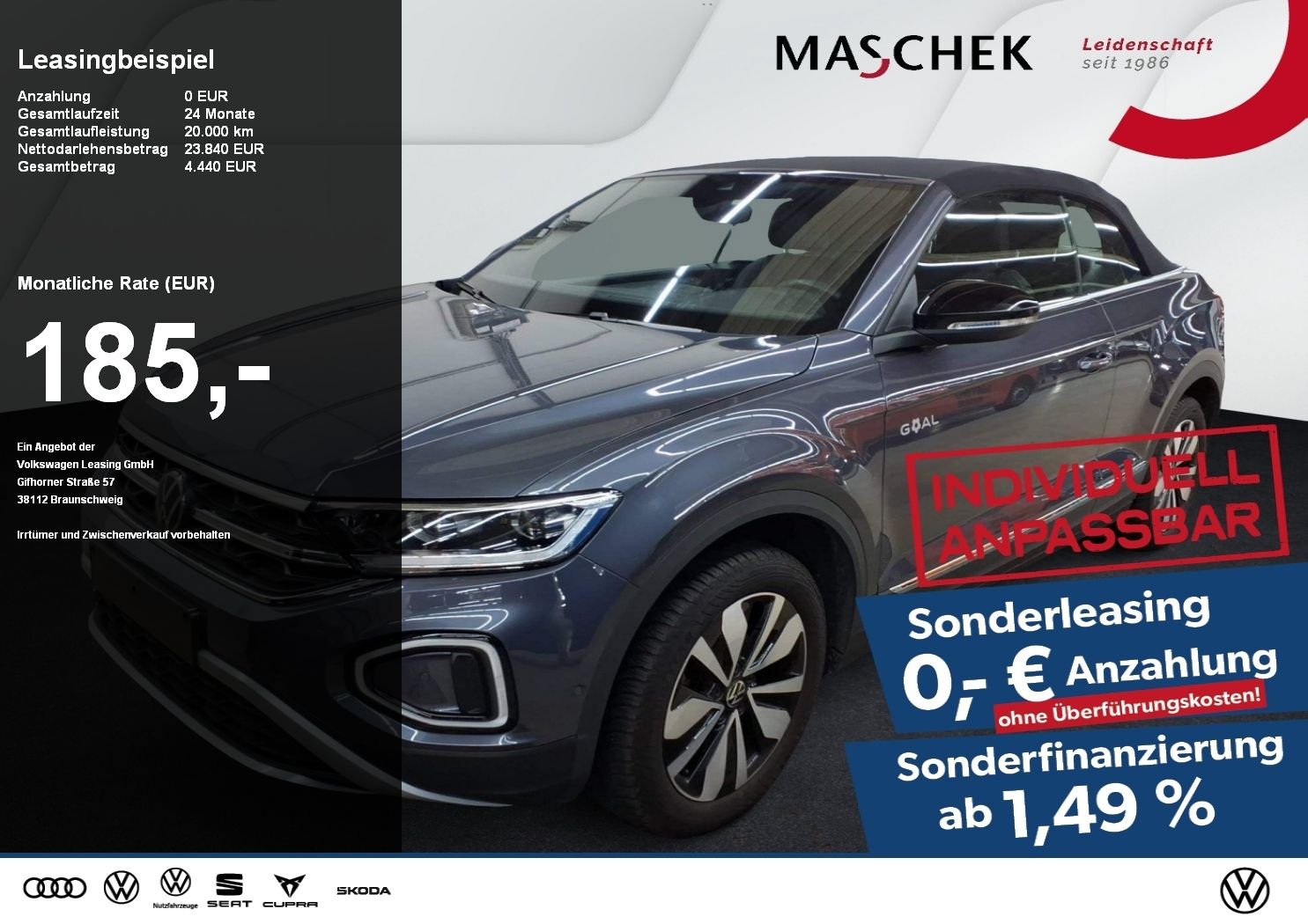 Volkswagen T-Roc Cabriolet Goal 1.0 TSI Sonderleasing