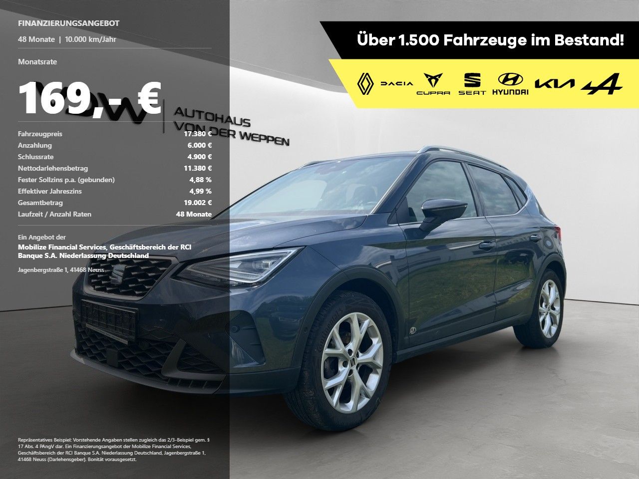 SEAT Arona FR 1.0 TSI PDC,Rückfahrkamera,SHZ Klima
