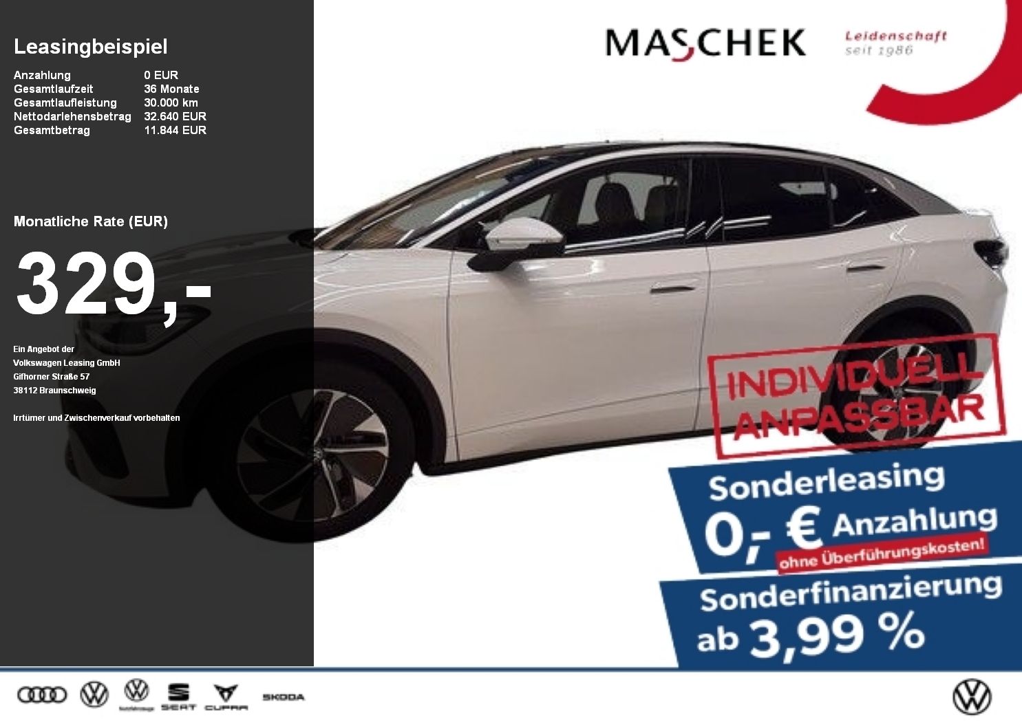 Volkswagen ID.5 Pure Sonderleasing Pano Matrix Wärmepumpe L