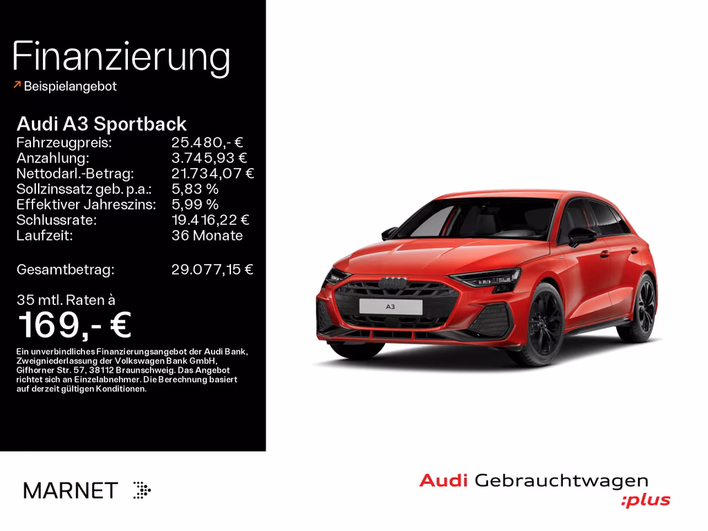 Audi A3 Sportback S line 35 TFSILEDOptikpaketEinpa 2024