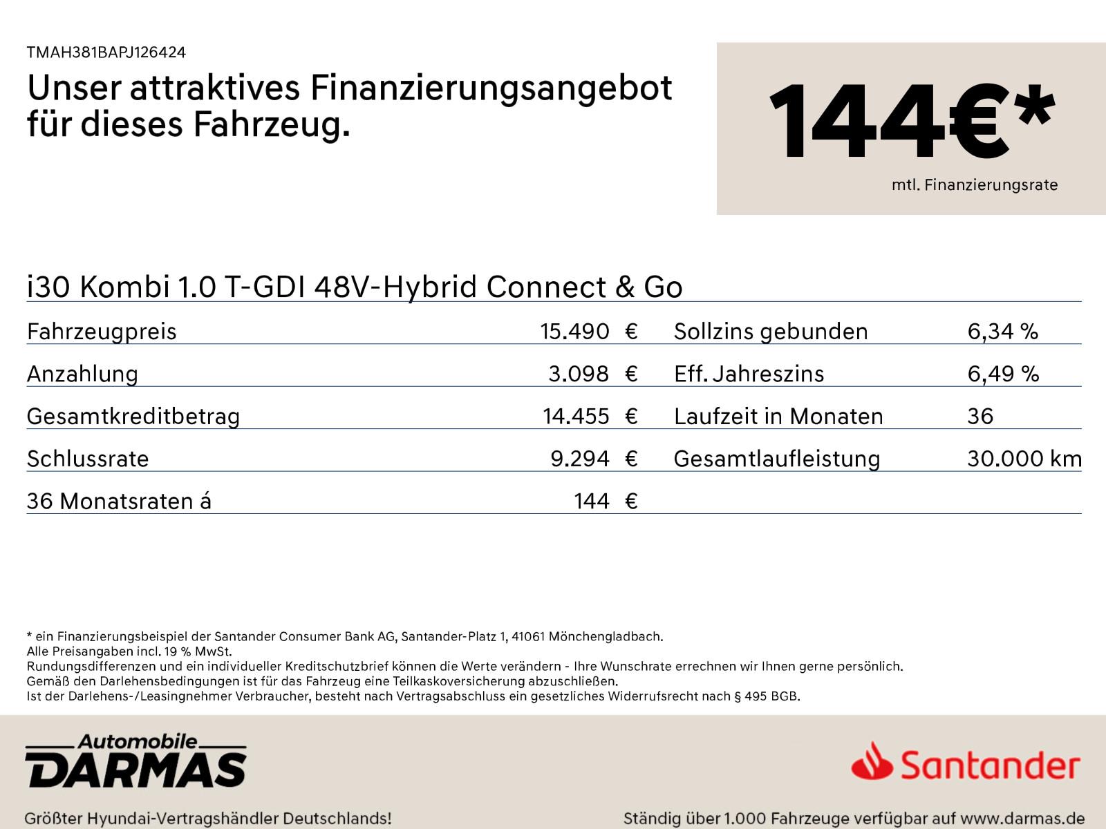 Hyundai i30 Kombi 1.0 T-GDI 48V-Hybrid Connect & Go