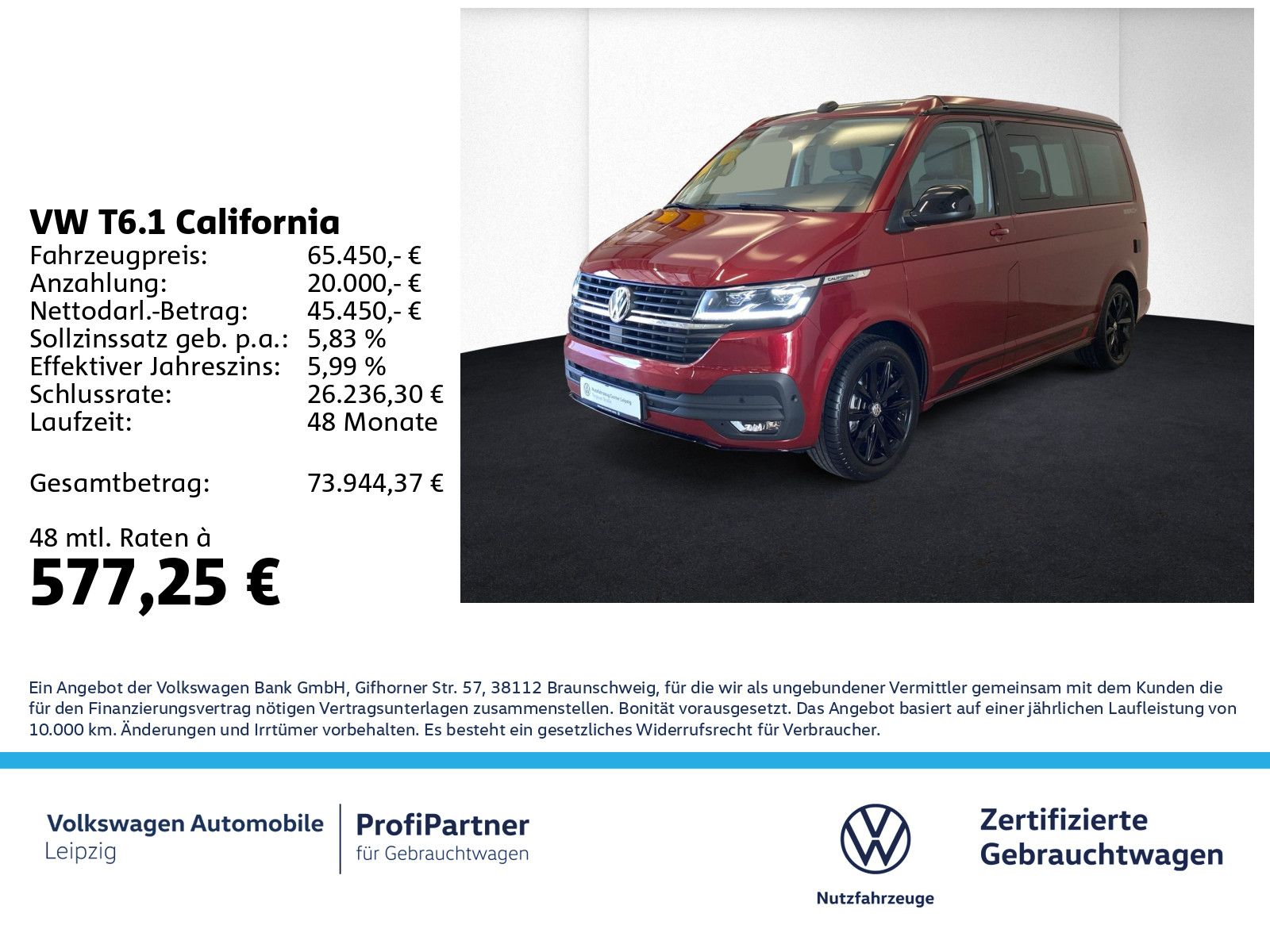 Volkswagen T6.1 California Beach Camper "Edition" 2.0 l TDI
