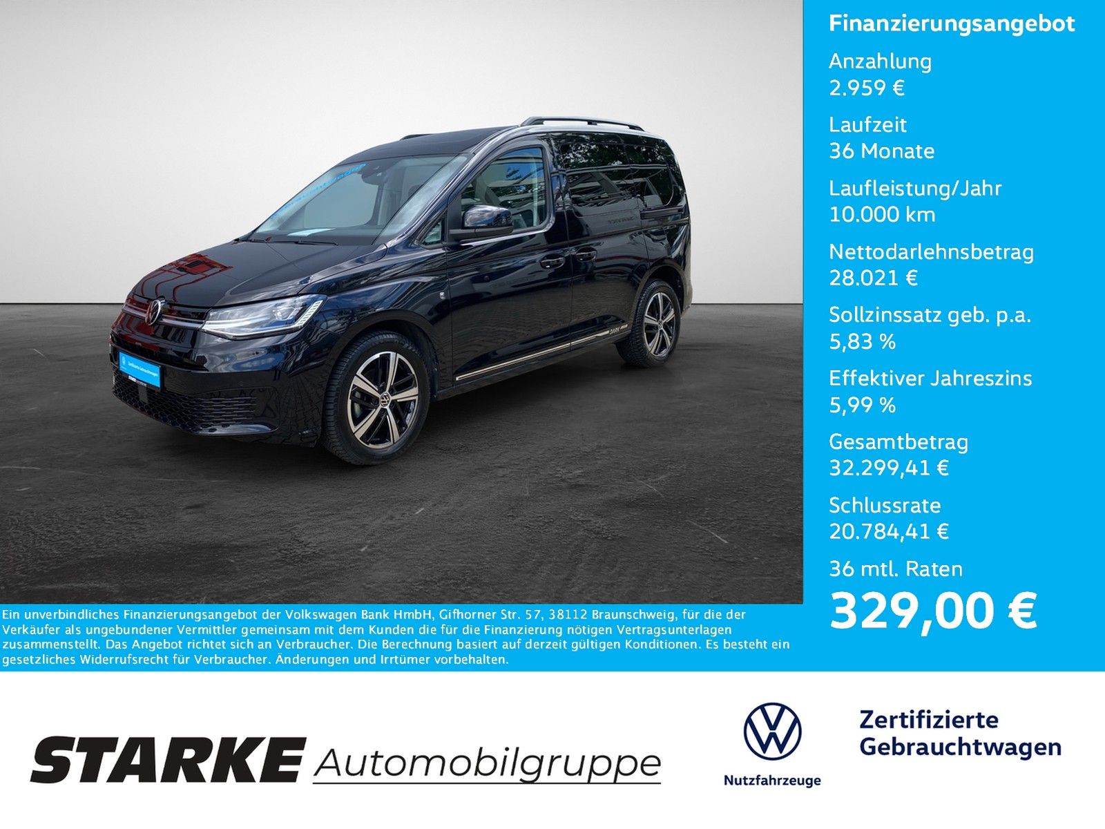 Volkswagen Caddy 2.0 TDI Dark Label Panodach Standheiz Nav
