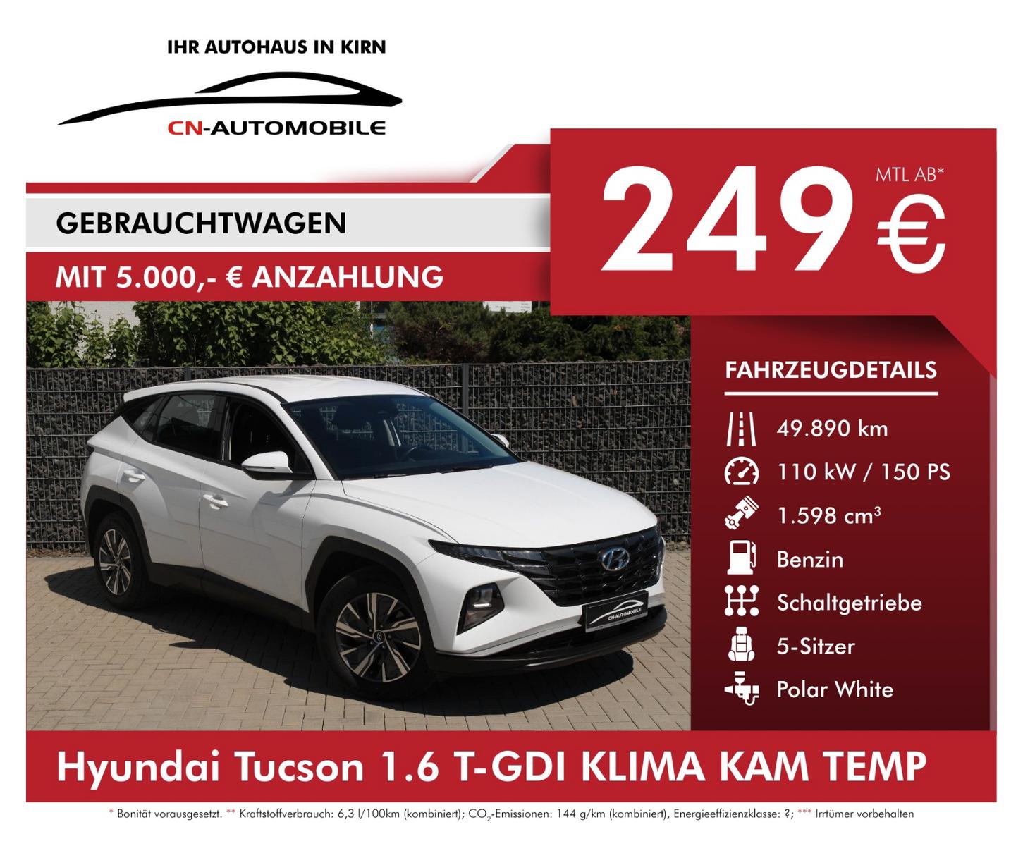 Hyundai Tucson 1.6 T-GDI KLIMA KAM TEMP PDC AHK SHZ 17Z