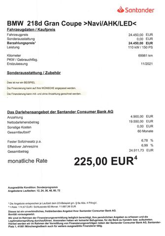 Fahrzeugabbildung BMW 218 Gran Coupé >NAV/AHK/LED/18Zoll Alu<