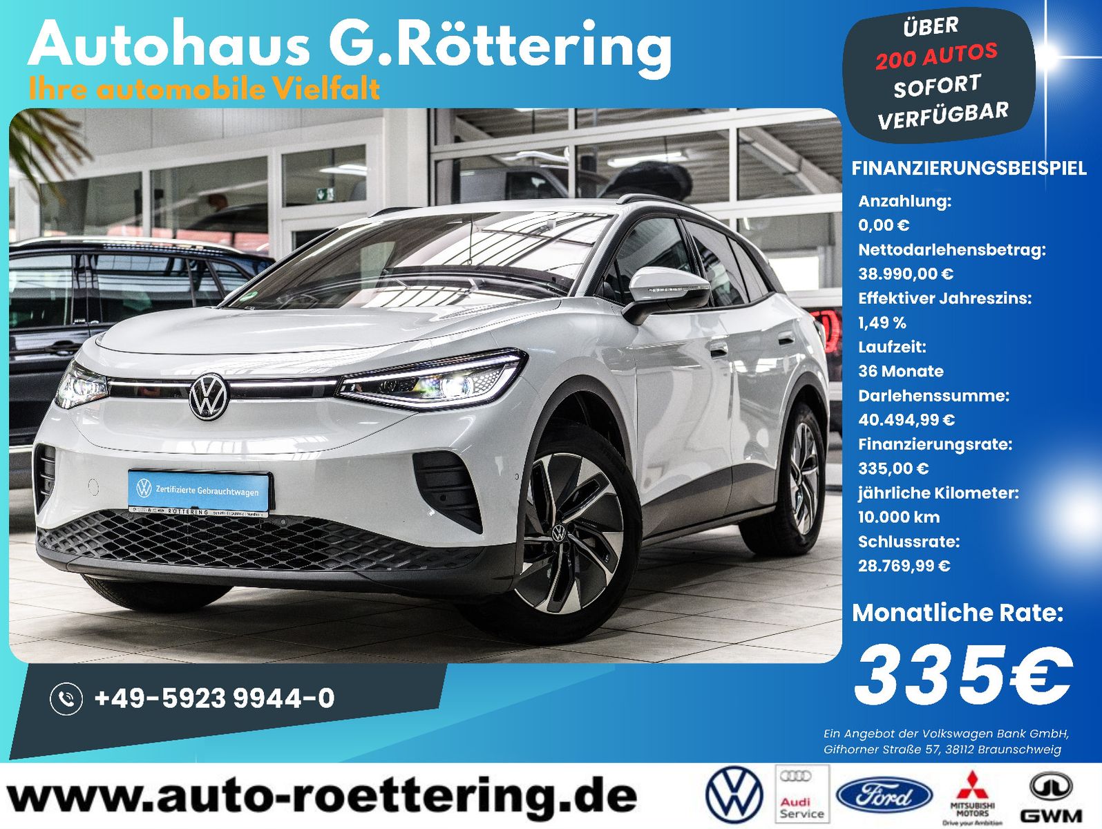 Fahrzeugabbildung Volkswagen ID.4 Pro IQ-LED+AHK+360°KAM+KEYLESS+WÄRMEP+DCC
