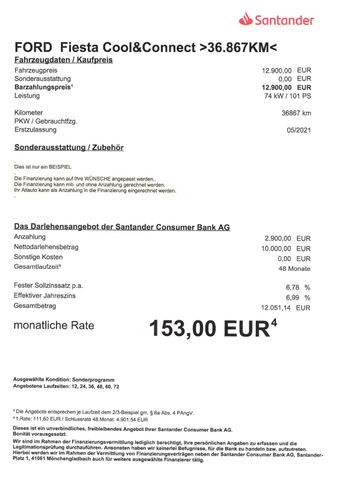 Fahrzeugabbildung Ford Fiesta Cool & Connect >36.6867KM/Navi/PDC<