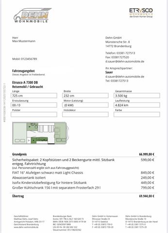 Etrusco A7300 DB 16.570,00€ Preisvorteil!
